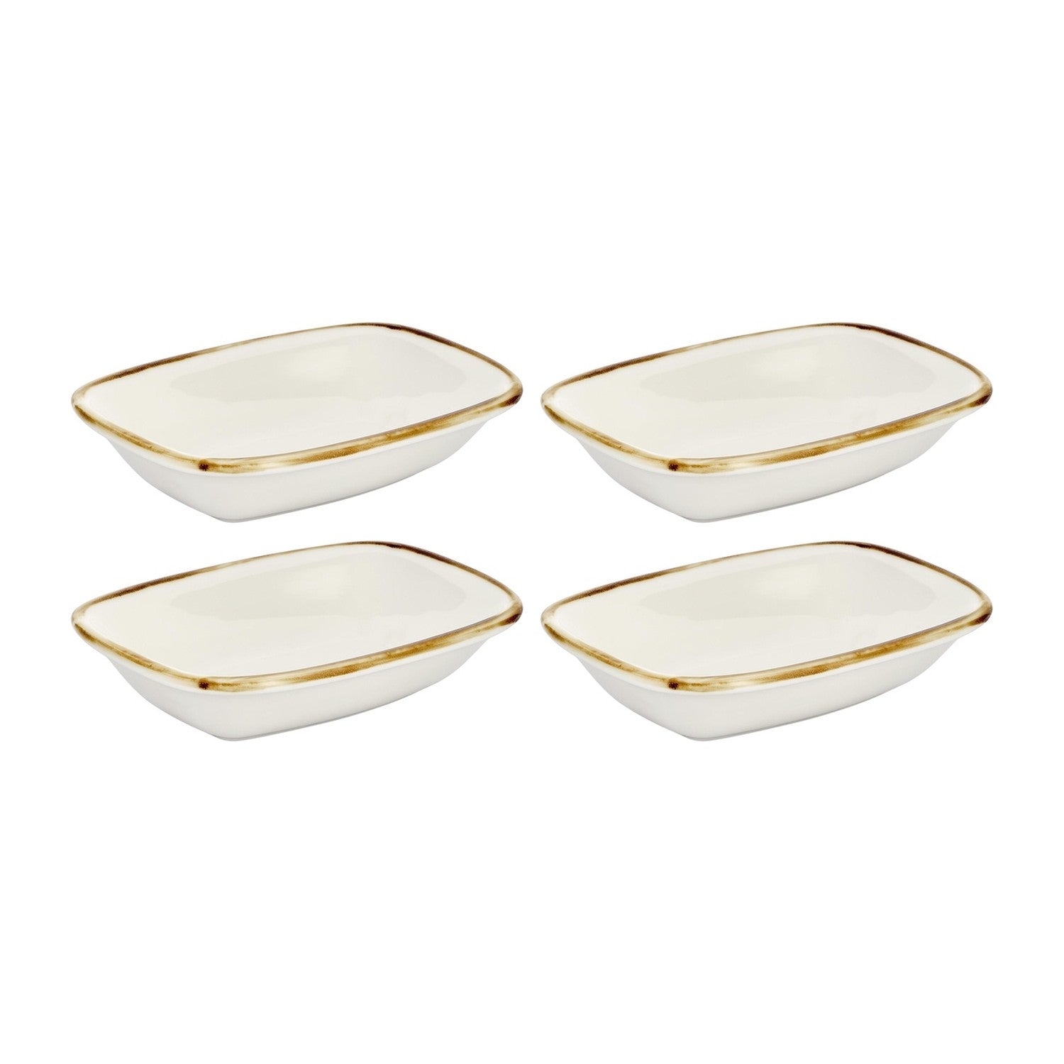 Gleam 7.75" x 5.5" x h:0" Rectangular Brown Vitrified Deep Plate (Set of 4)
