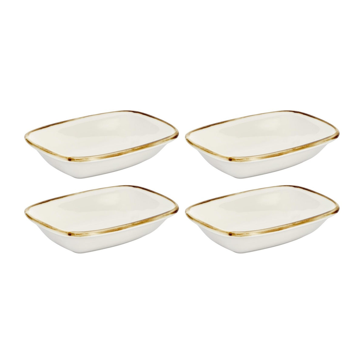 Gleam 7.75" x 5.5" x h:0" Rectangular Brown Vitrified Deep Plate (Set of 4)
