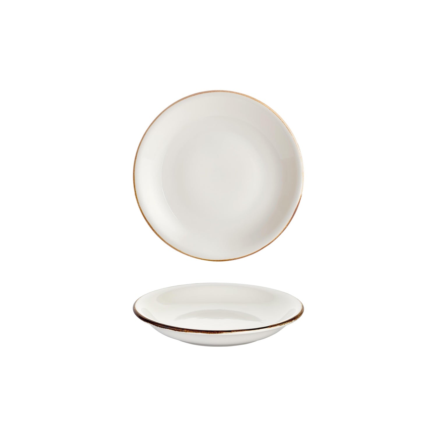 Gleam dia.8.25" h:0" 17 oz. Round Brown Vitrified Deep Plate (Set of 4)