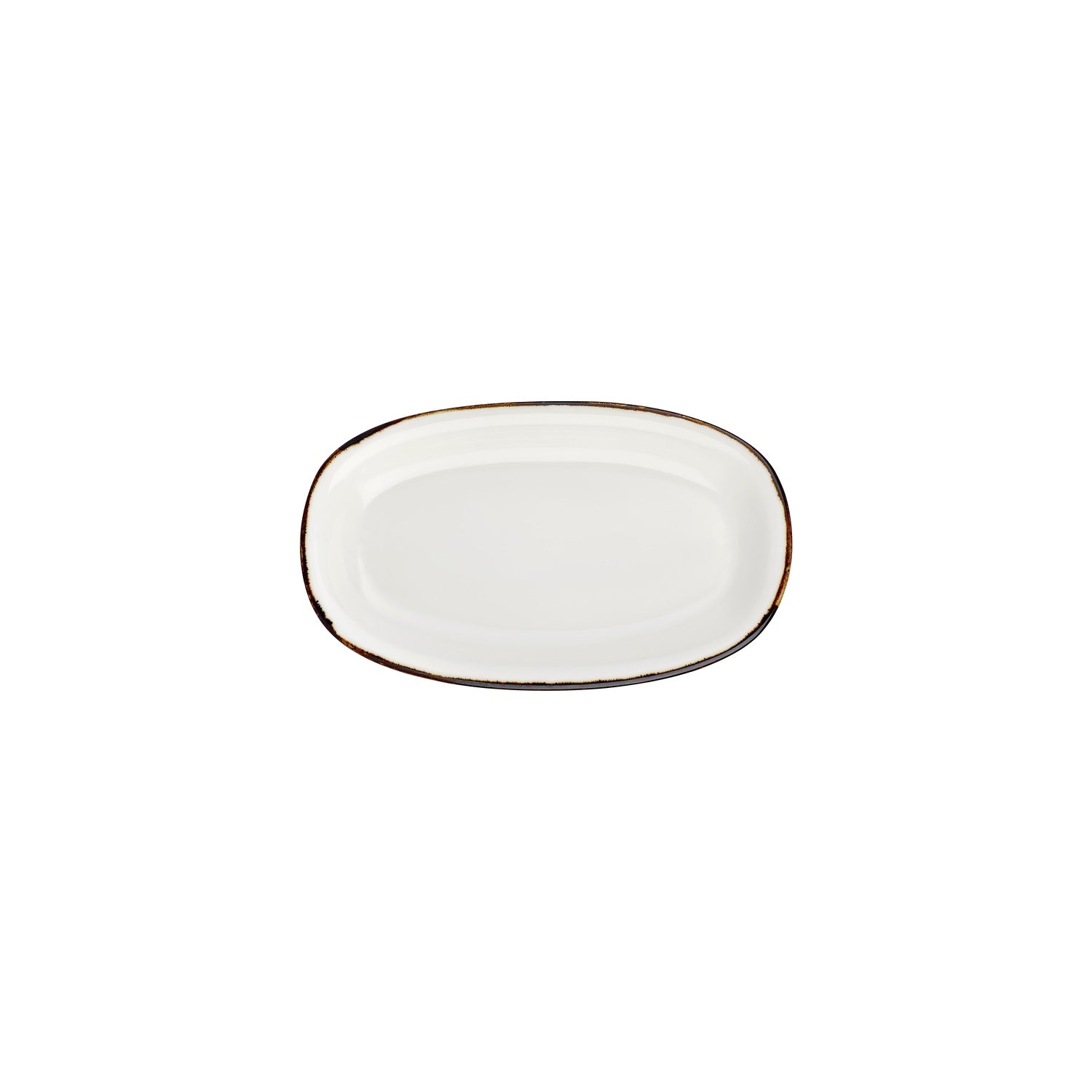 Gleam 9.5" x 5.75" x h:1" Oval Brown Vitrified Platter (1 each)