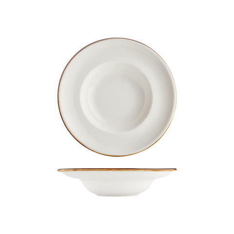 Gleam dia.10.75" h:2.5" 17 oz. Round Brown Vitrified Deep Plate (Set of 6)
