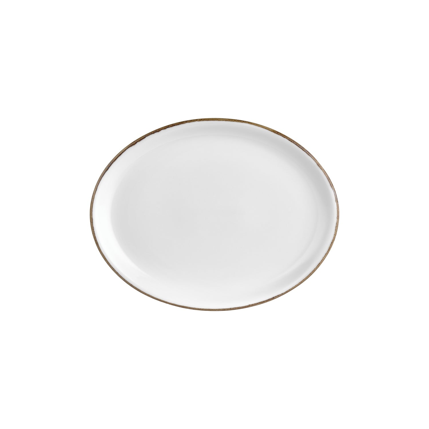 Gleam 12.25" x 9.5" x h:1" Oval Brown Vitrified Platter (1 each)