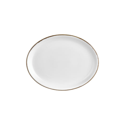 Gleam 12.25" x 9.5" x h:1" Oval Brown Vitrified Platter (1 each)