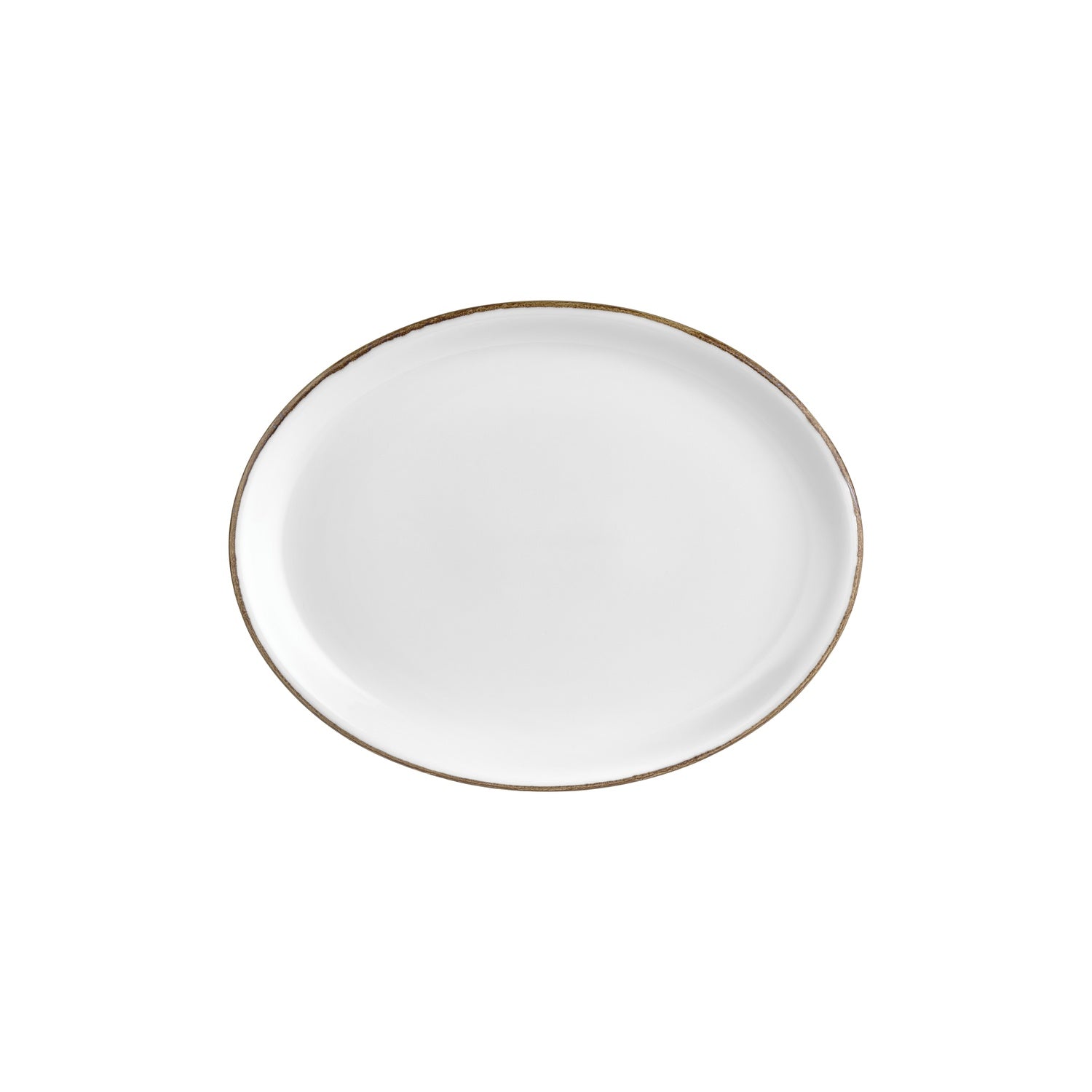 Gleam 12.25" x 9.5" x h:1" Oval Brown Vitrified Platter (1 each)