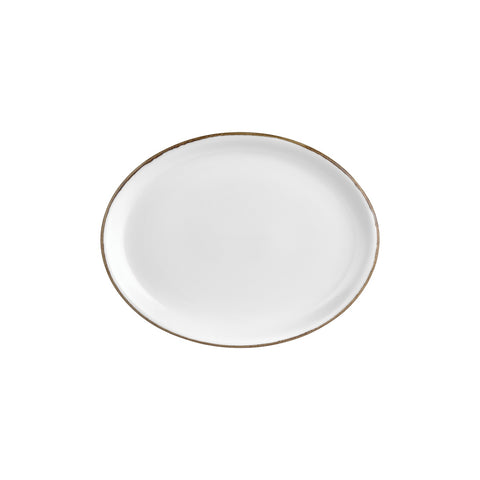 Gleam 12.25" x 9.5" x h:1" Oval Brown Vitrified Platter (1 each)