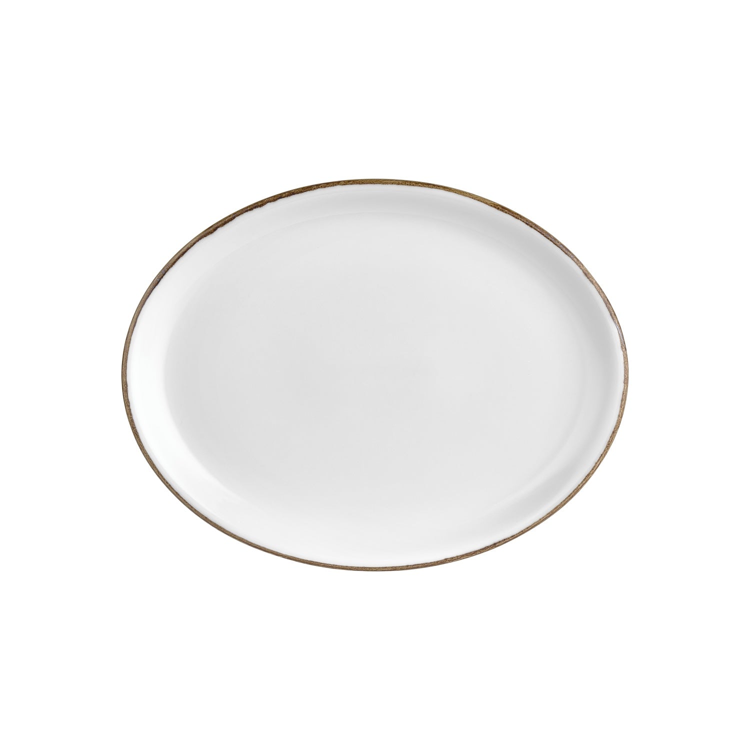 Gleam 14.25" x 11" x h:1.25" Oval Brown Vitrified Platter (1 each)
