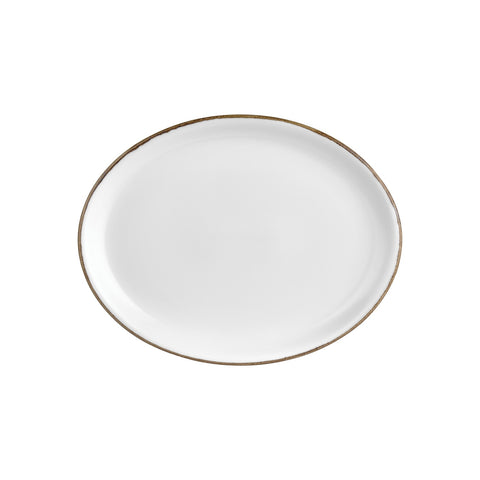 Gleam 14.25" x 11" x h:1.25" Oval Brown Vitrified Platter (1 each)