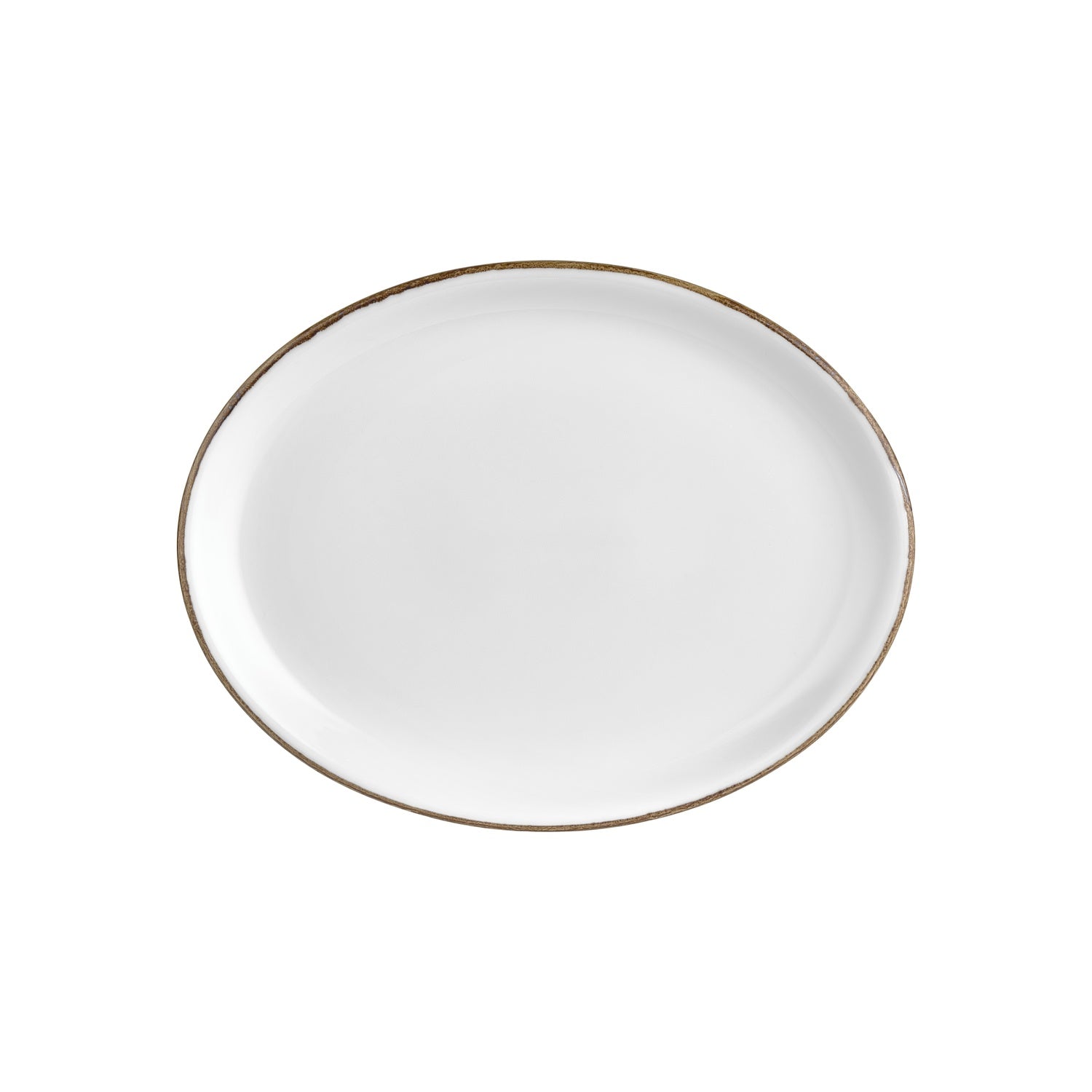 Gleam 14.25" x 11" x h:1.25" Oval Brown Vitrified Platter (1 each)