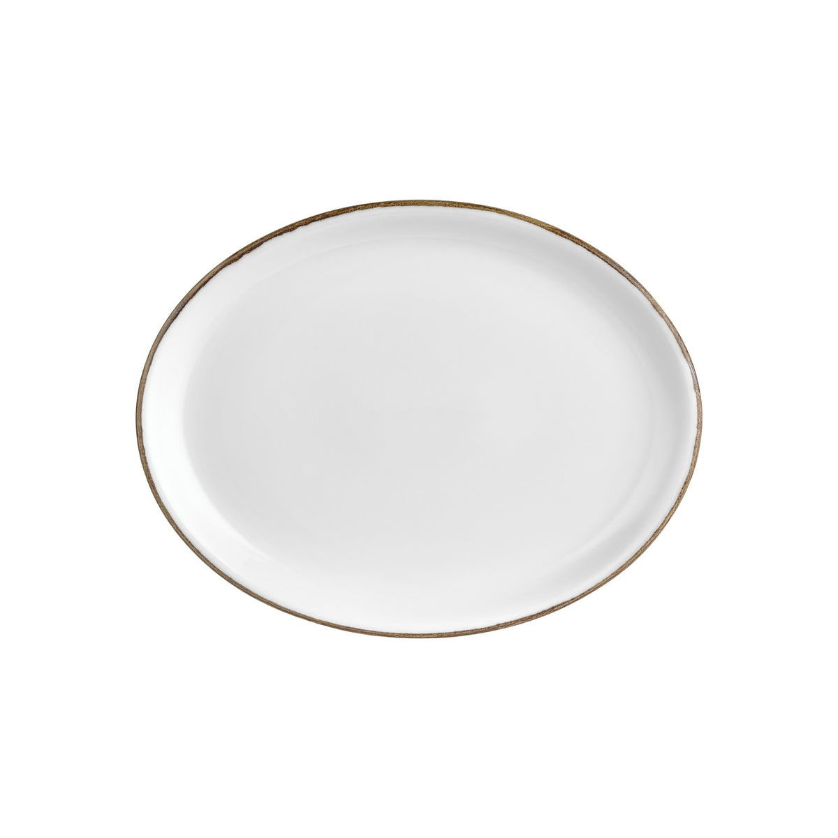Gleam 14.25" x 11" x h:1.25" Oval Brown Vitrified Platter (1 each)