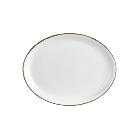 Gleam 14.25" x 11" x h:1.25" Oval Brown Vitrified Platter (1 each)