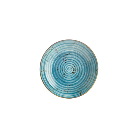Infinity dia.9" h:1.75" 34 oz. Round Turquoise Vitrified Deep Plate (Set of 6)