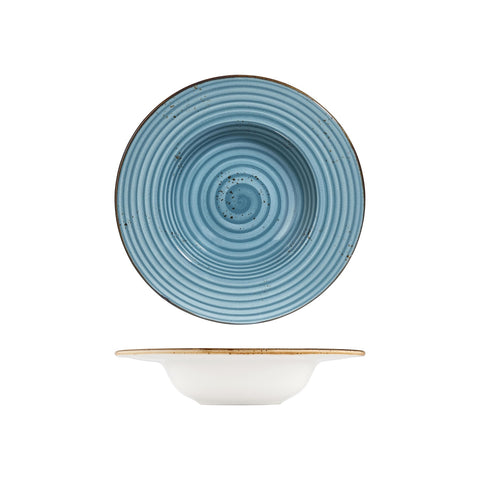 Infinity dia.11" h:2.25" 16 oz. Round Turquoise Vitrified Deep Plate (Set of 6)