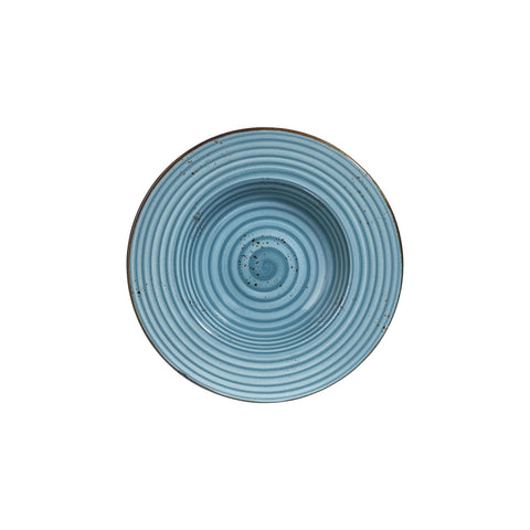 Infinity dia.11" h:2.25" 16 oz. Round Turquoise Vitrified Deep Plate (Set of 6)