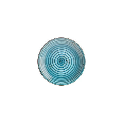 Infinity dia.8.25" h:0" 17 oz. Round Turquoise Vitrified Deep Plate (Set of 4)