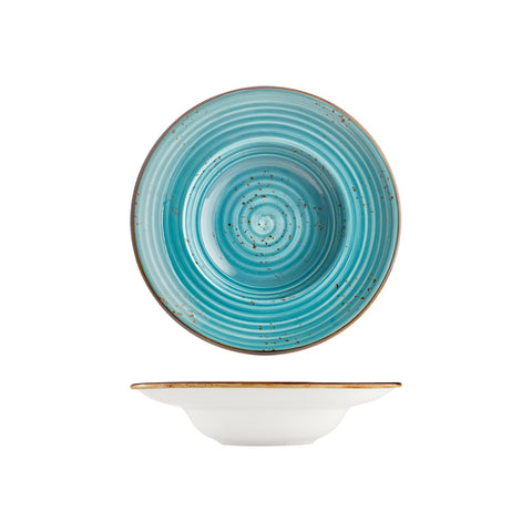 Infinity dia.10.75" h:2.5" 17 oz. Round Turquoise Vitrified Deep Plate (Set of 6)
