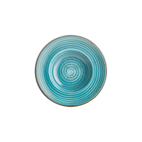 Infinity dia.10.75" h:2.5" 17 oz. Round Turquoise Vitrified Deep Plate (Set of 6)