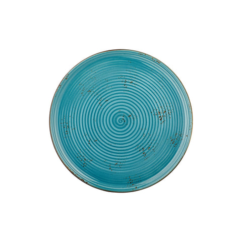 Infinity dia.12.5" x 12.5" Round Turquoise Vitrified Pizza Plate (Set of 6)