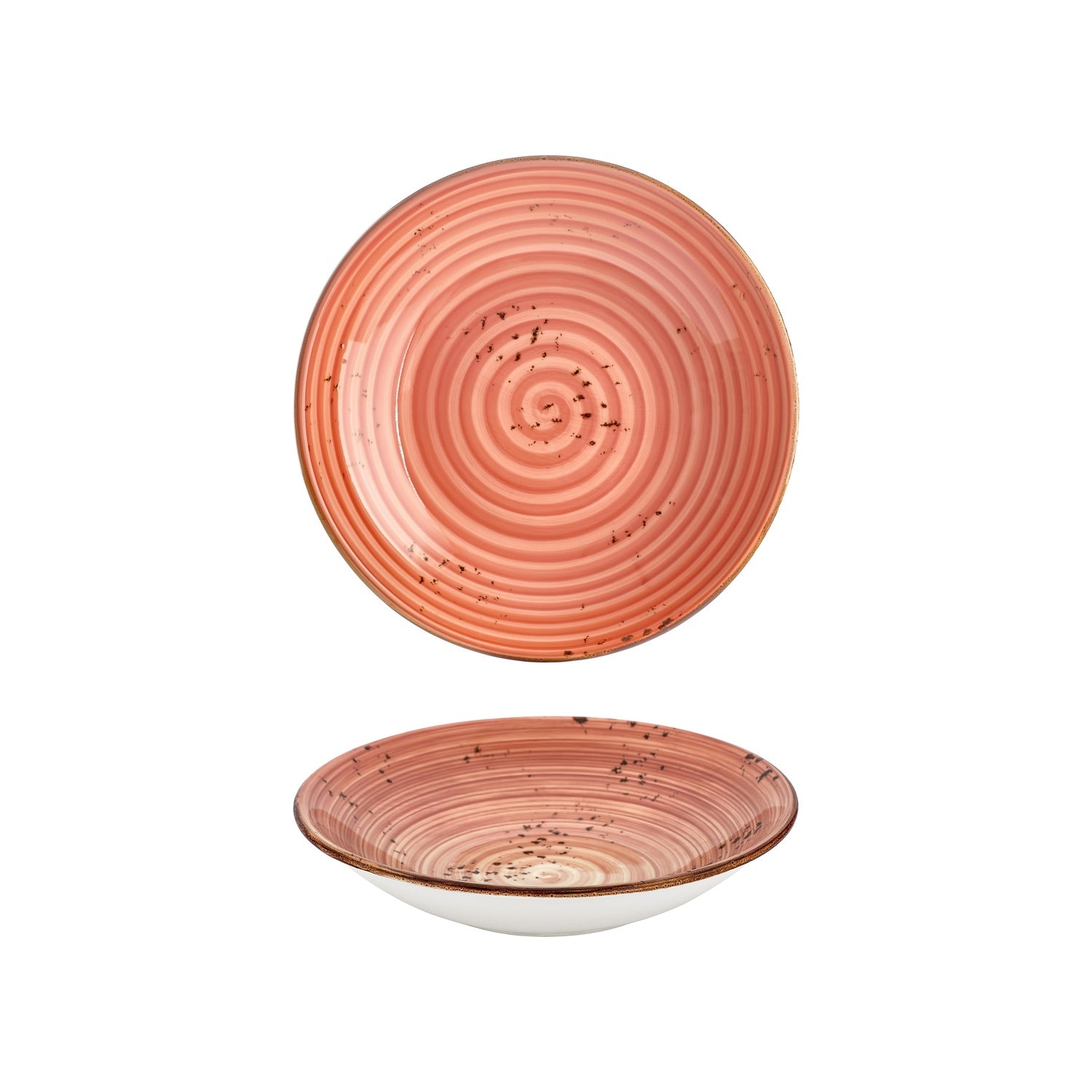 Laterite dia.9.75" h:2" 44 oz. Round Orange Vitrified Deep Plate (Set of 6)