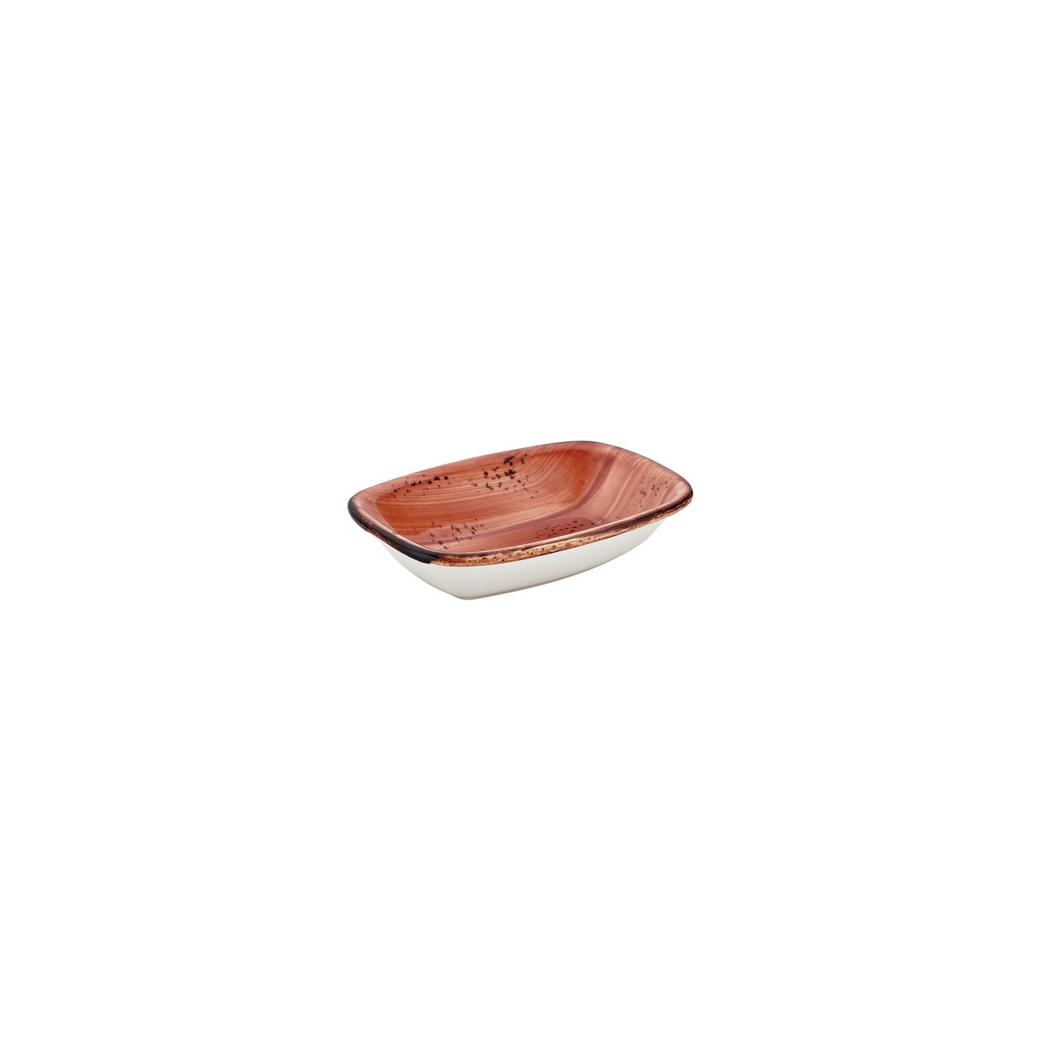 Laterite 5.5" x 4" x h:0" Rectangular Orange Vitrified Deep Plate (Set of 4)