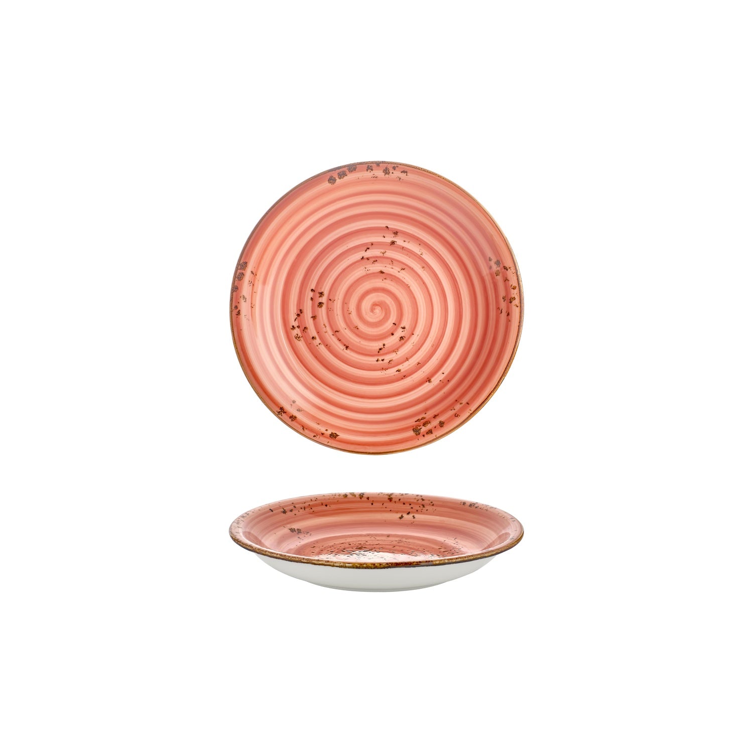 Laterite dia.8.25" h:0" 17 oz. Round Orange Vitrified Deep Plate (Set of 4)