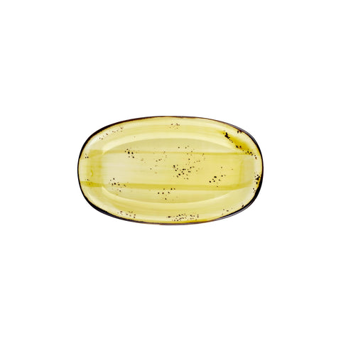 Sun 11.5" x 7" x h:1.25" Oval Yellow Vitrified Platter (1 each)