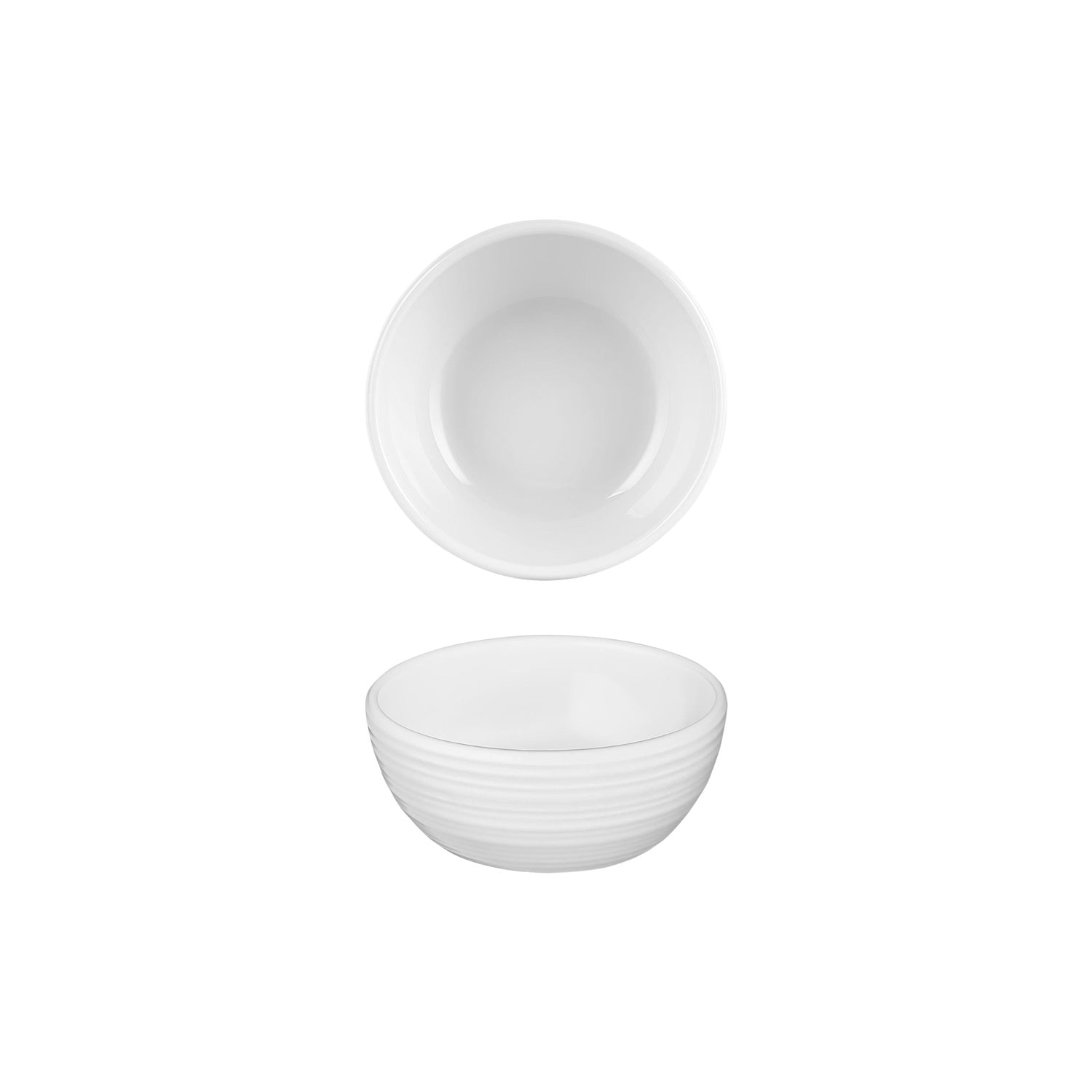 Helix White dia.2.75" h:1.25" 2 oz. Round Warm White Vitrified Bowl (Set of 4)