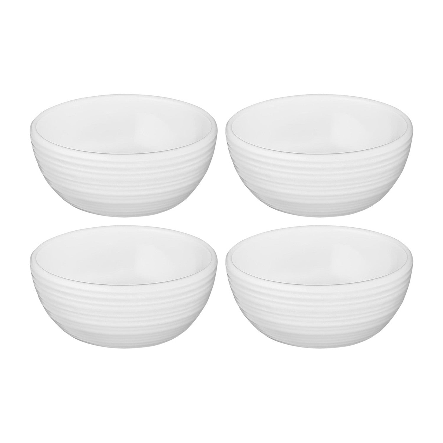 Helix White dia.2.75" h:1.25" 2 oz. Round Warm White Vitrified Bowl (Set of 4)