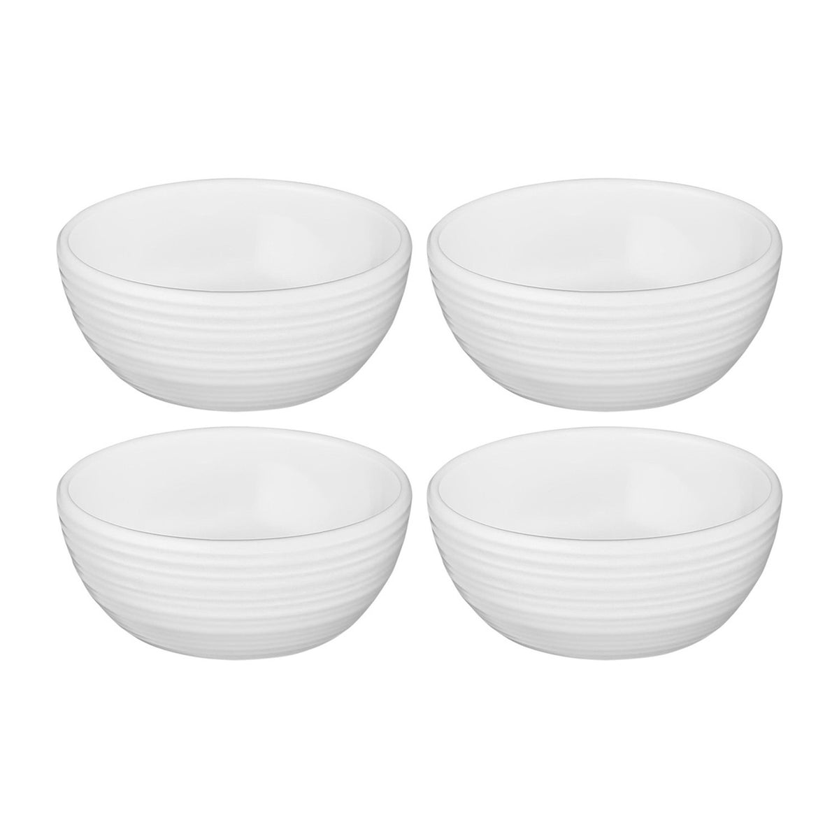 Helix White dia.2.75" h:1.25" 2 oz. Round Warm White Vitrified Bowl (Set of 4)
