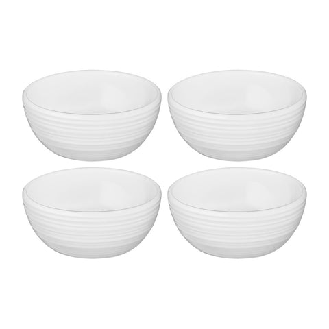 Helix White dia.2.75" h:1.25" 2 oz. Round Warm White Vitrified Bowl (Set of 4)