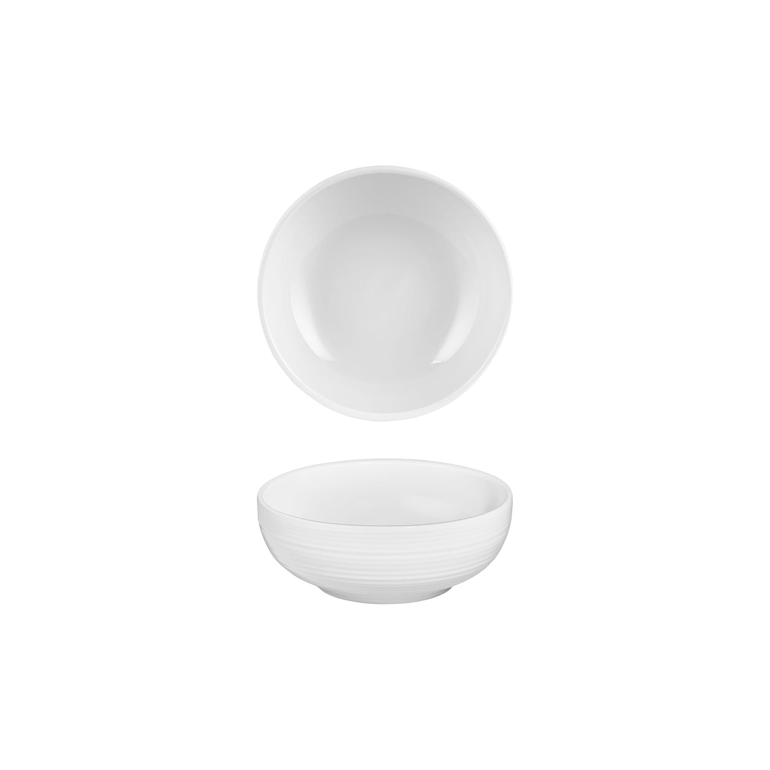 Helix White dia.5.5" h:2" 16 oz. Round Warm White Vitrified Bowl (Set of 4)
