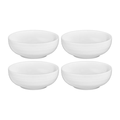 Helix White dia.5.5" h:2" 16 oz. Round Warm White Vitrified Bowl (Set of 4)