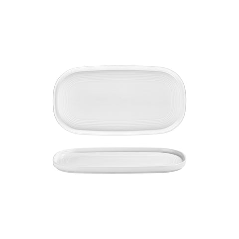 Helix White 11.75" x 6.25" x h:0.75" Oval Warm White Vitrified Platter (1 each)