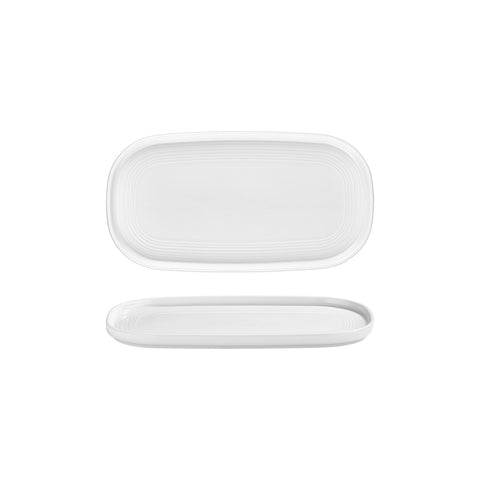 Helix White 11.75" x 6.25" x h:0.75" Oval Warm White Vitrified Platter (1 each)