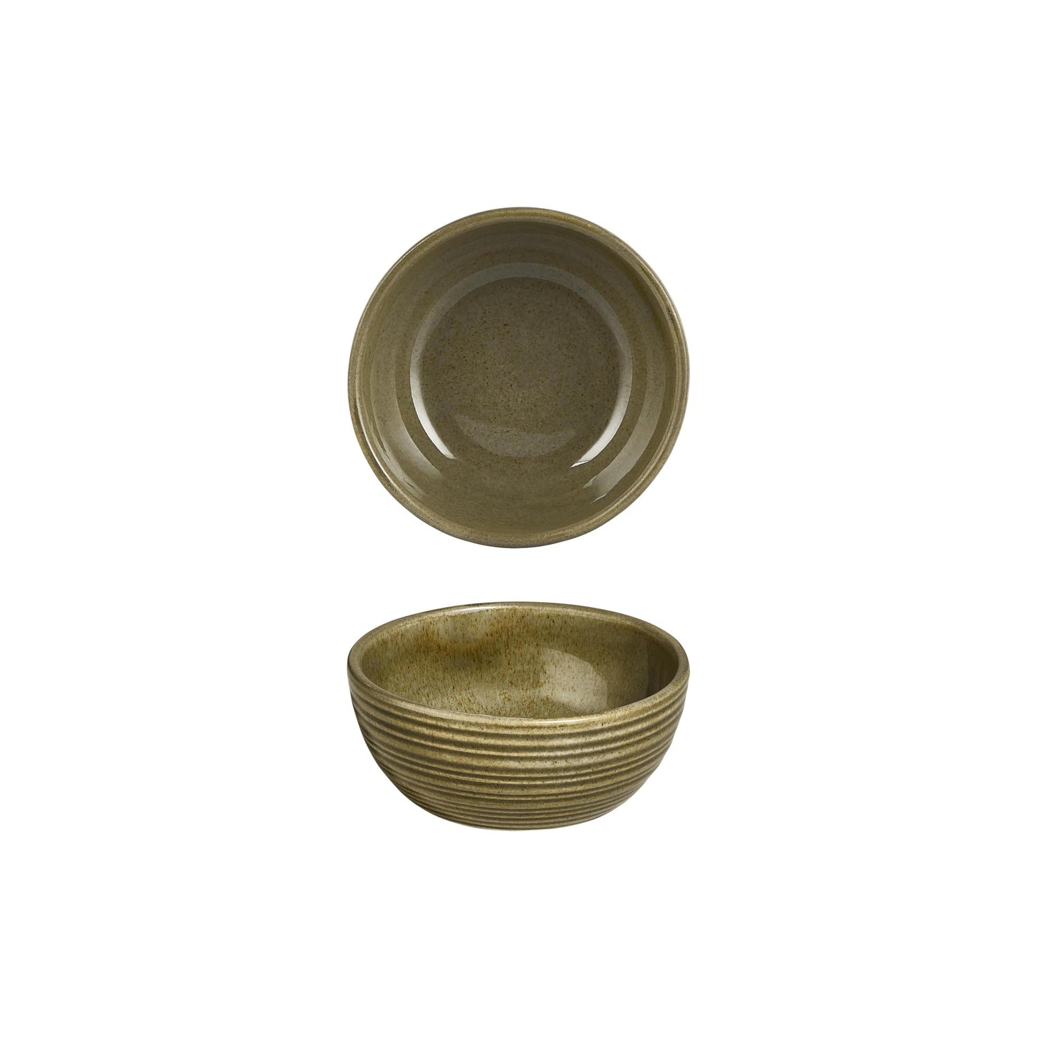 Helix Bamboo dia.2.75" h:1.25" 2 oz. Round Green Vitrified Bowl (Set of 4)
