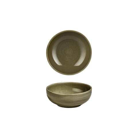 Helix Bamboo dia.6.25" h:2.5" 25 oz. Round Green Vitrified Bowl (Set of 4)