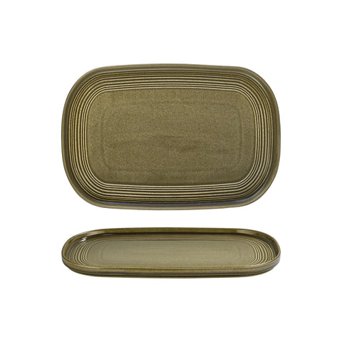 Helix Bamboo 13.5" x 9" x h:0.75" Oval Green Vitrified Platter (1 each)