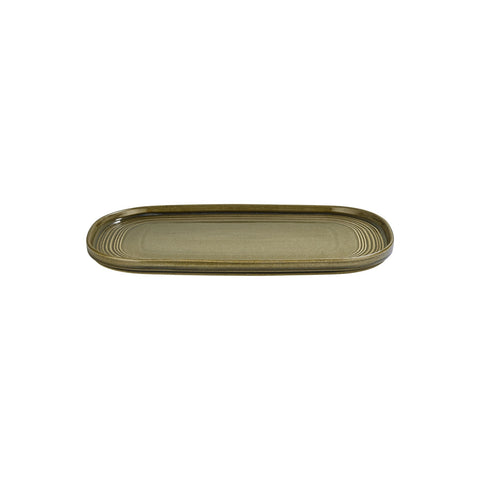 Helix Bamboo 13.5" x 9" x h:0.75" Oval Green Vitrified Platter (1 each)