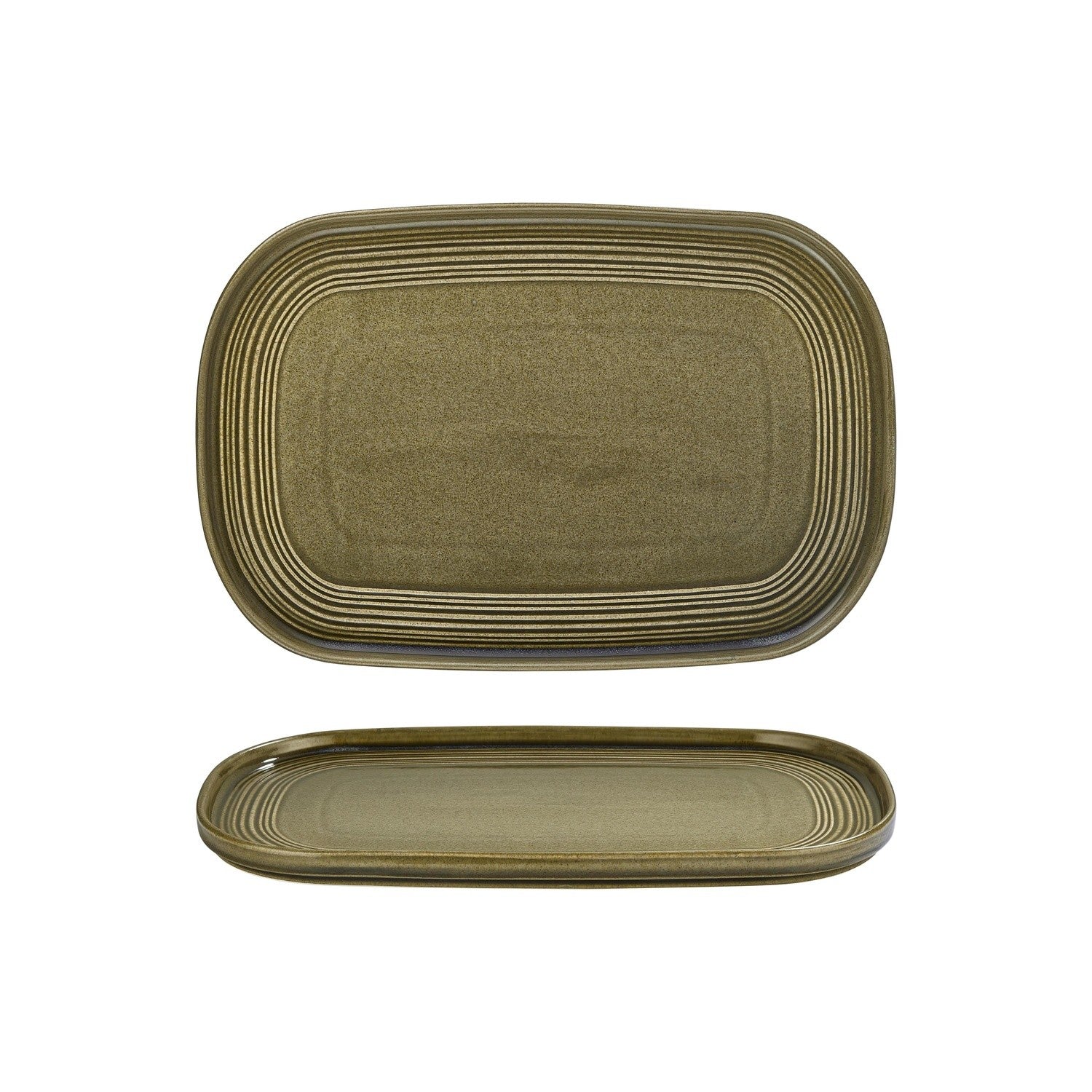 Helix Bamboo 13.5" x 9" x h:0.75" Oval Green Vitrified Platter (1 each)