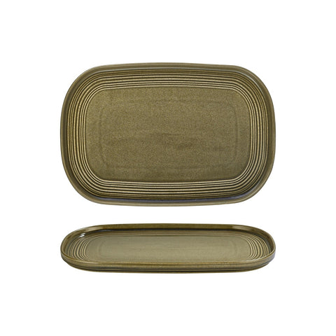 Helix Bamboo 13.5" x 9" x h:0.75" Oval Green Vitrified Platter (1 each)