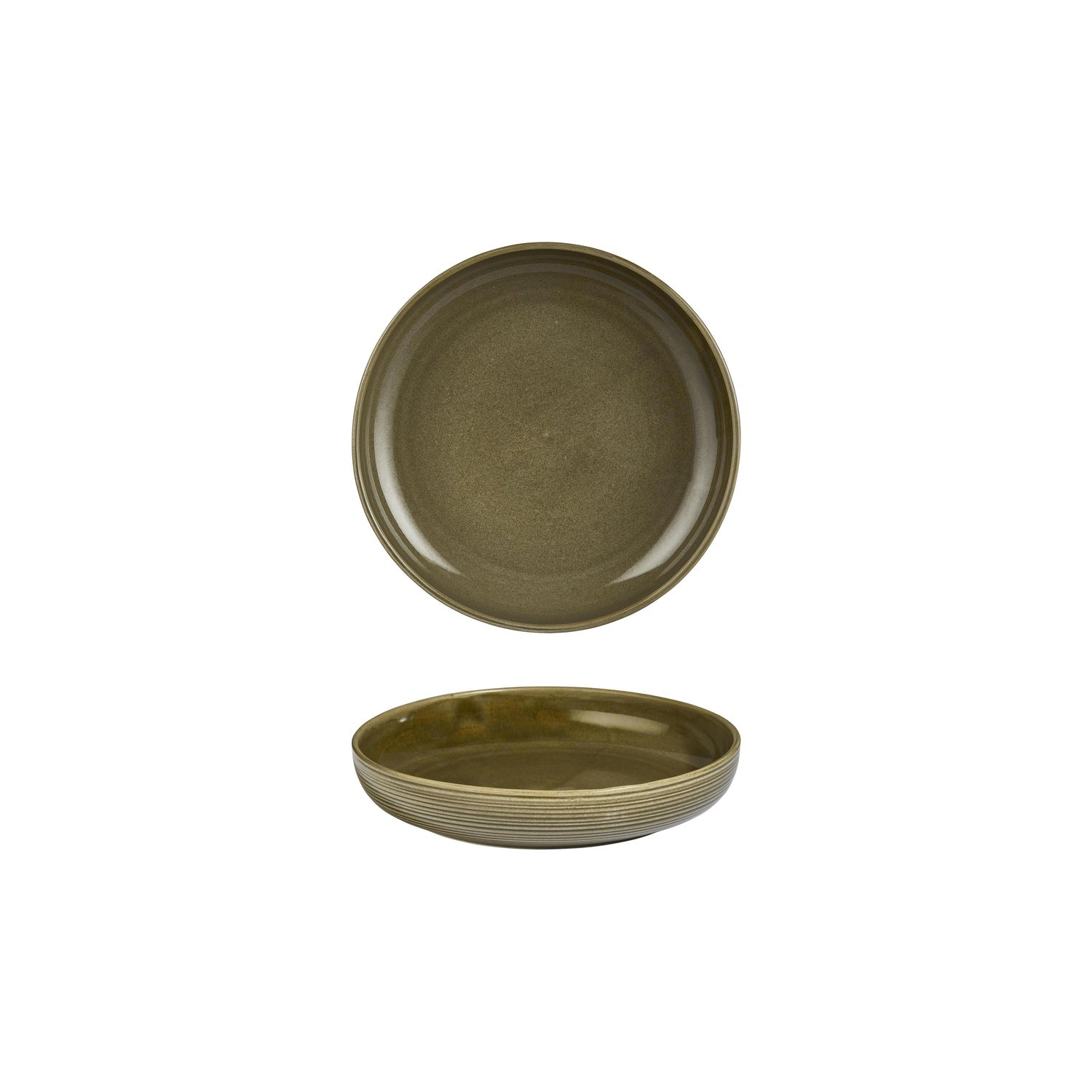 Helix Bamboo dia.7.5" h:1.5" 24 oz. Round Green Vitrified Deep Plate (Set of 6)