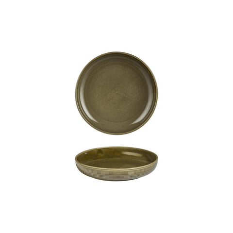 Helix Bamboo dia.7.5" h:1.5" 24 oz. Round Green Vitrified Deep Plate (Set of 6)