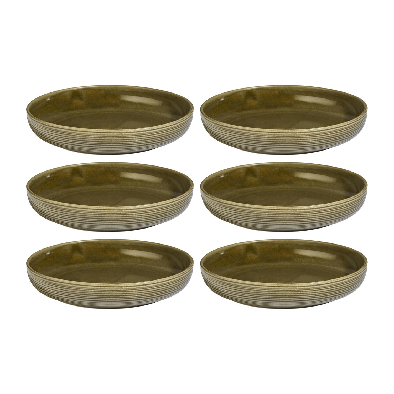 Helix Bamboo dia.7.5" h:1.5" 24 oz. Round Green Vitrified Deep Plate (Set of 6)