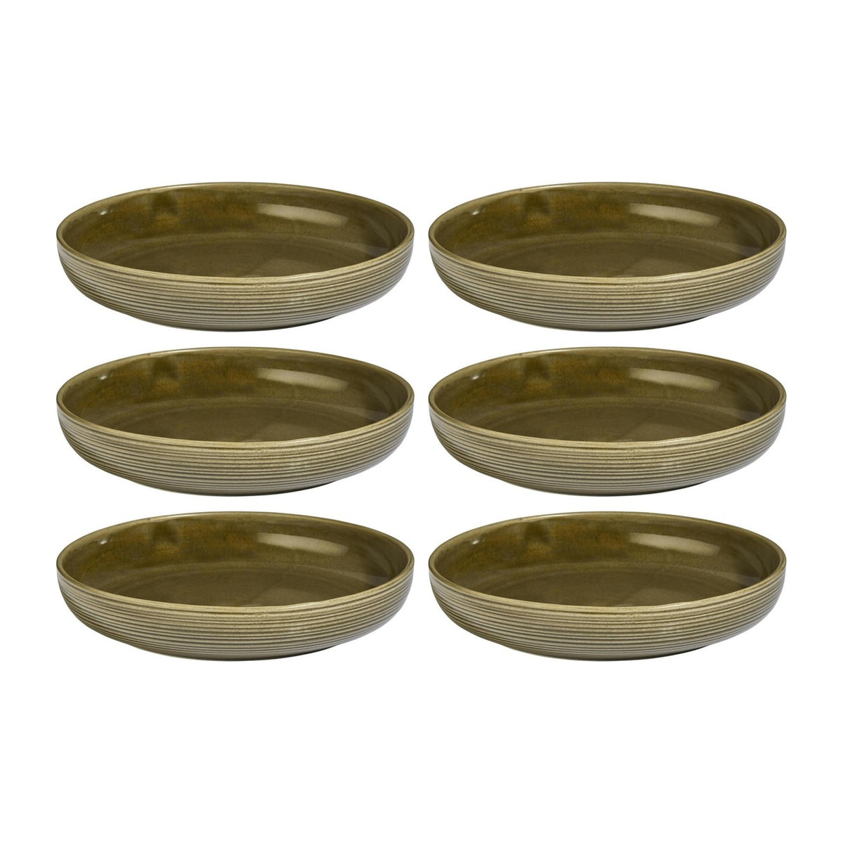 Helix Bamboo dia.7.5" h:1.5" 24 oz. Round Green Vitrified Deep Plate (Set of 6)