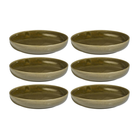 Helix Bamboo dia.7.5" h:1.5" 24 oz. Round Green Vitrified Deep Plate (Set of 6)