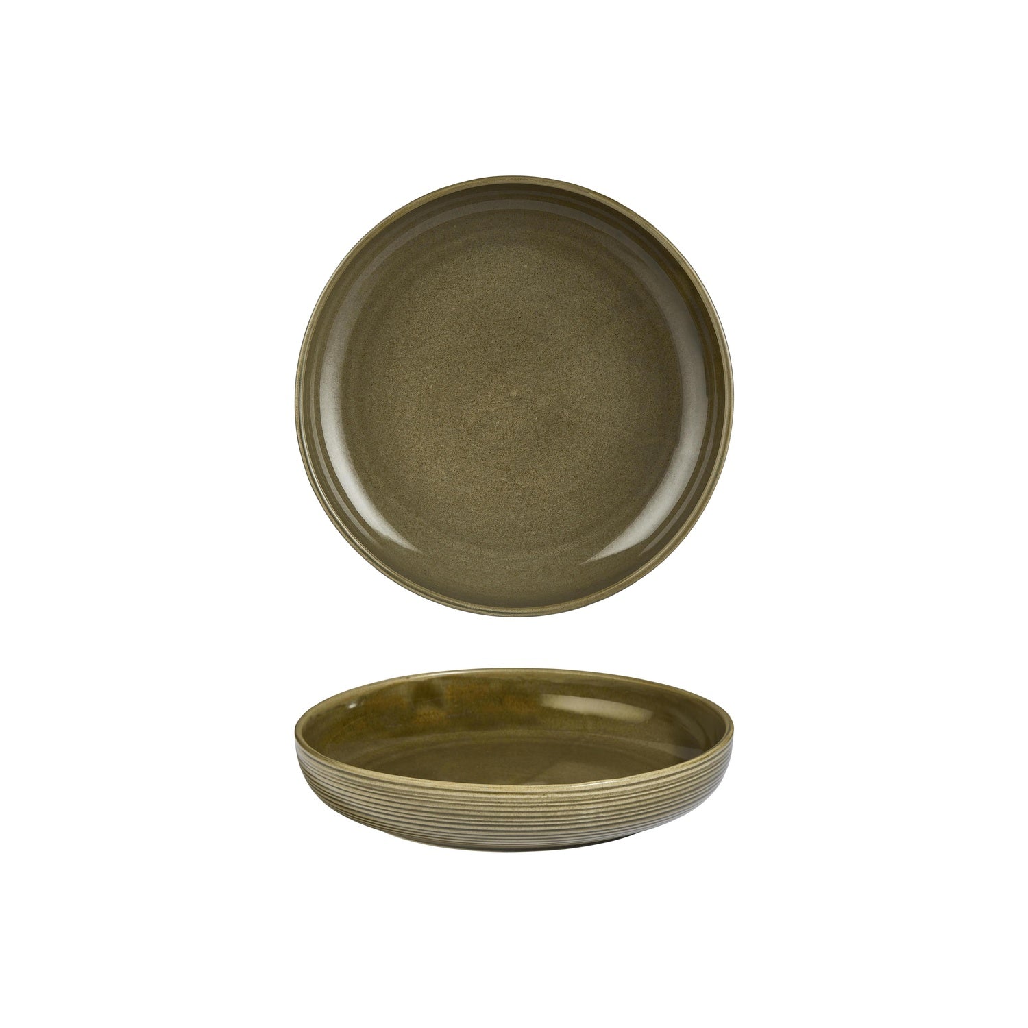 Helix Bamboo dia.9" h:2" 42 oz. Round Green Vitrified Deep Plate (Set of 6)