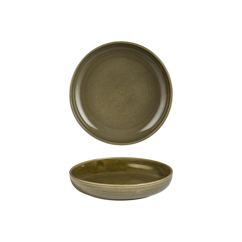 Helix Bamboo dia.9" h:2" 42 oz. Round Green Vitrified Deep Plate (Set of 6)