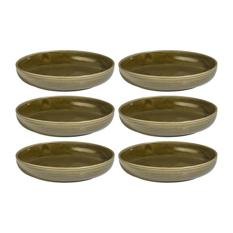 Helix Bamboo dia.9" h:2" 42 oz. Round Green Vitrified Deep Plate (Set of 6)