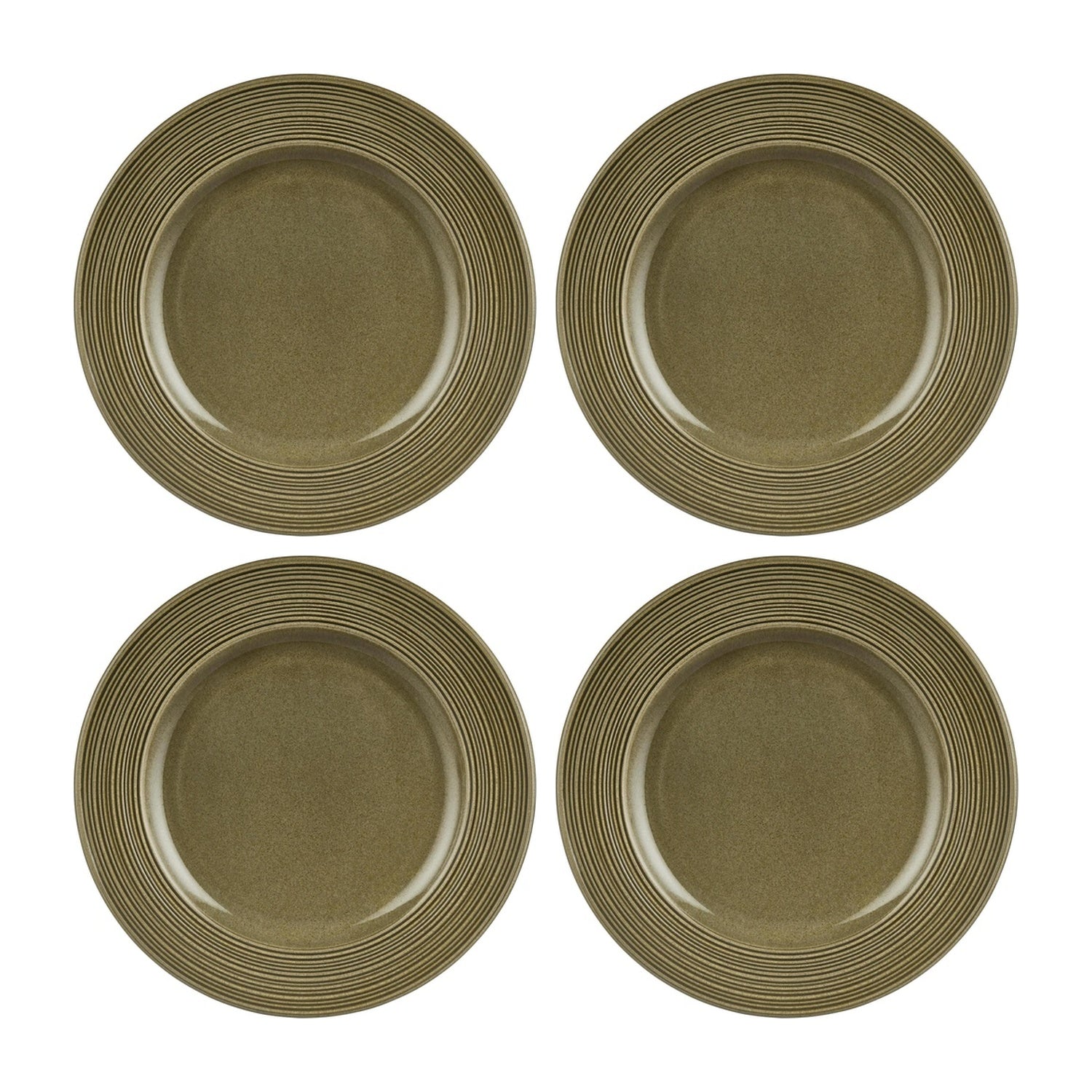 Helix Bamboo dia.7" Round Green Vitrified Plate (Set of 4)