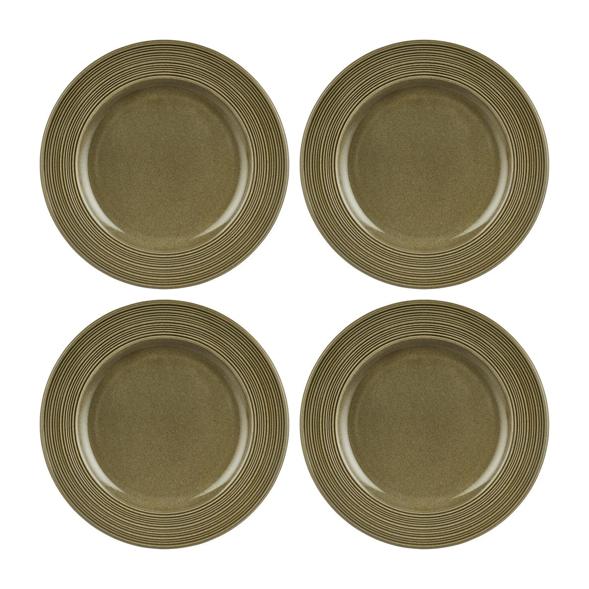 Helix Bamboo dia.7" Round Green Vitrified Plate (Set of 4)