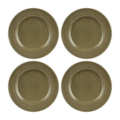 Helix Bamboo dia.7" Round Green Vitrified Plate (Set of 4)